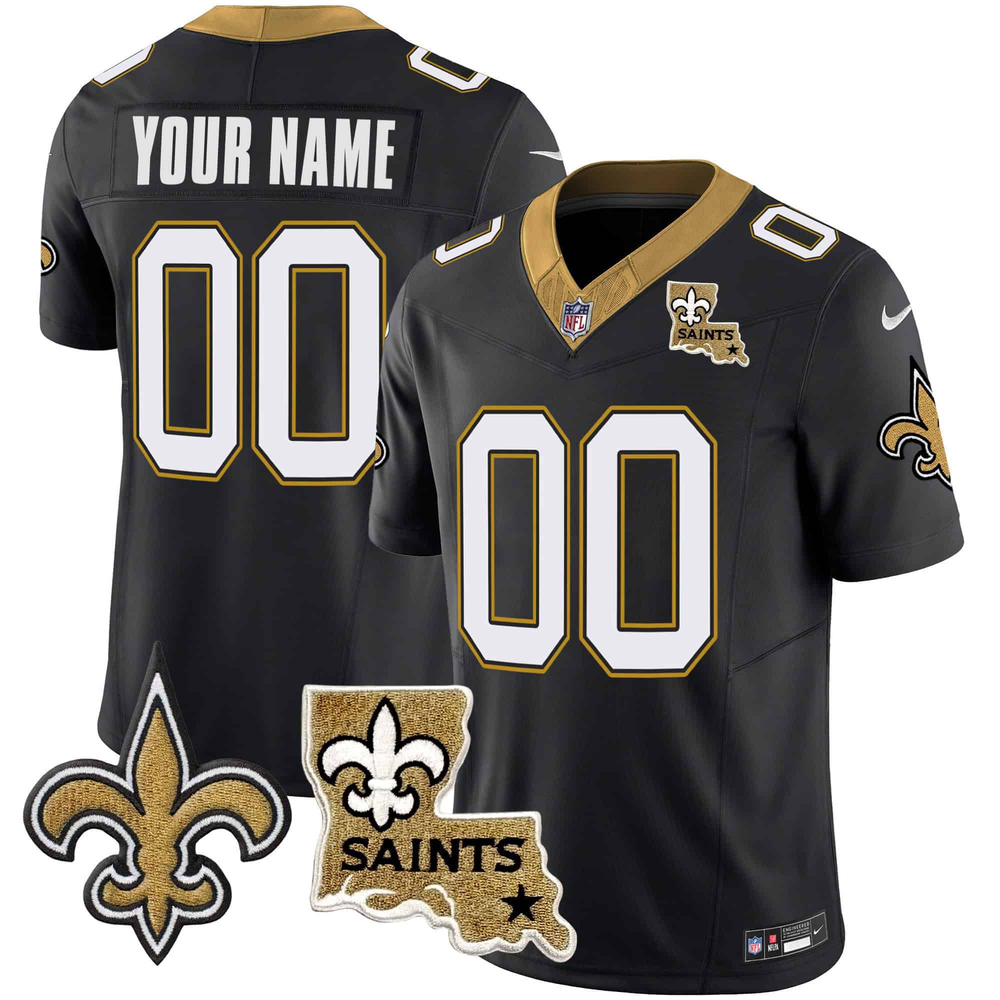 Men New Orleans Saints Black 2024 Nike 1987 Legacy Vapor Custom Jersey V2 style 1